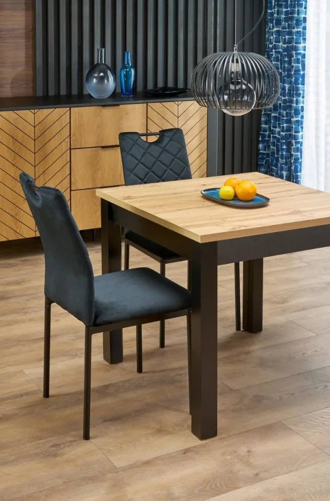 Stół rozkładany QUBIK 80(200)x80 dąb artisan/czarny matowy I sklep meblowy MIRAT. styl LOFT