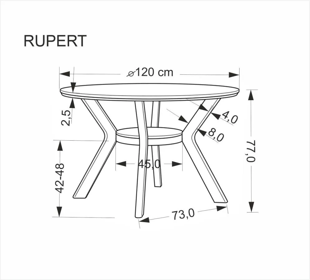 Stół okrągły RUPERT 120x120 orzechowy drewniany I sklep meblowy MIRAT. styl VINTAGE