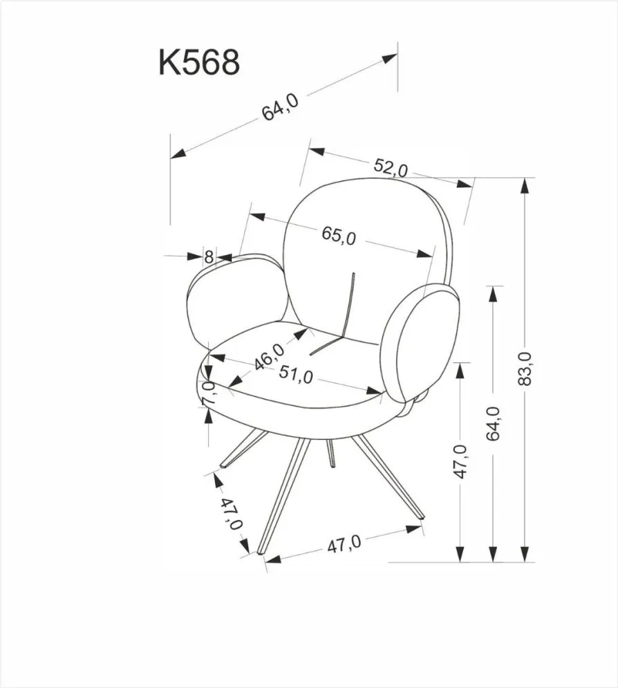 Krzesło tapicerowane K568 szare obracane 360° I sklep meblowy MIRAT. styl LOFT