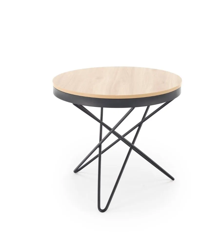 Stolik kawowy LEILA 60x60 dąb naturalny/czarny do salonu I sklep meblowy MIRAT. styl LOFT