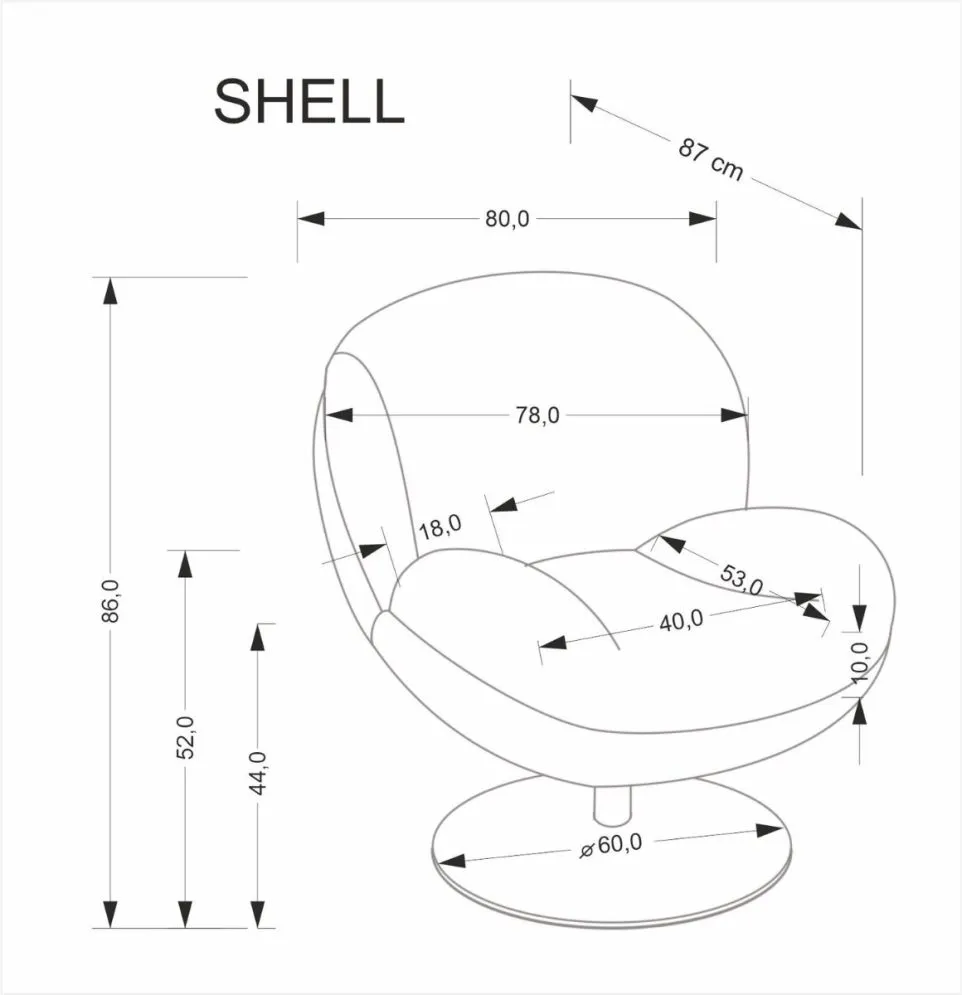 Fotel tapicerowany SHELL szary obracany pluszowy I sklep meblowy MIRAT.