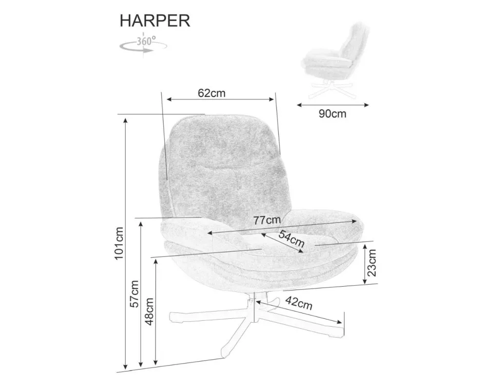 Fotel do salonu HARPER oliwkowy obrotowy I sklep meblowy MIRAT.