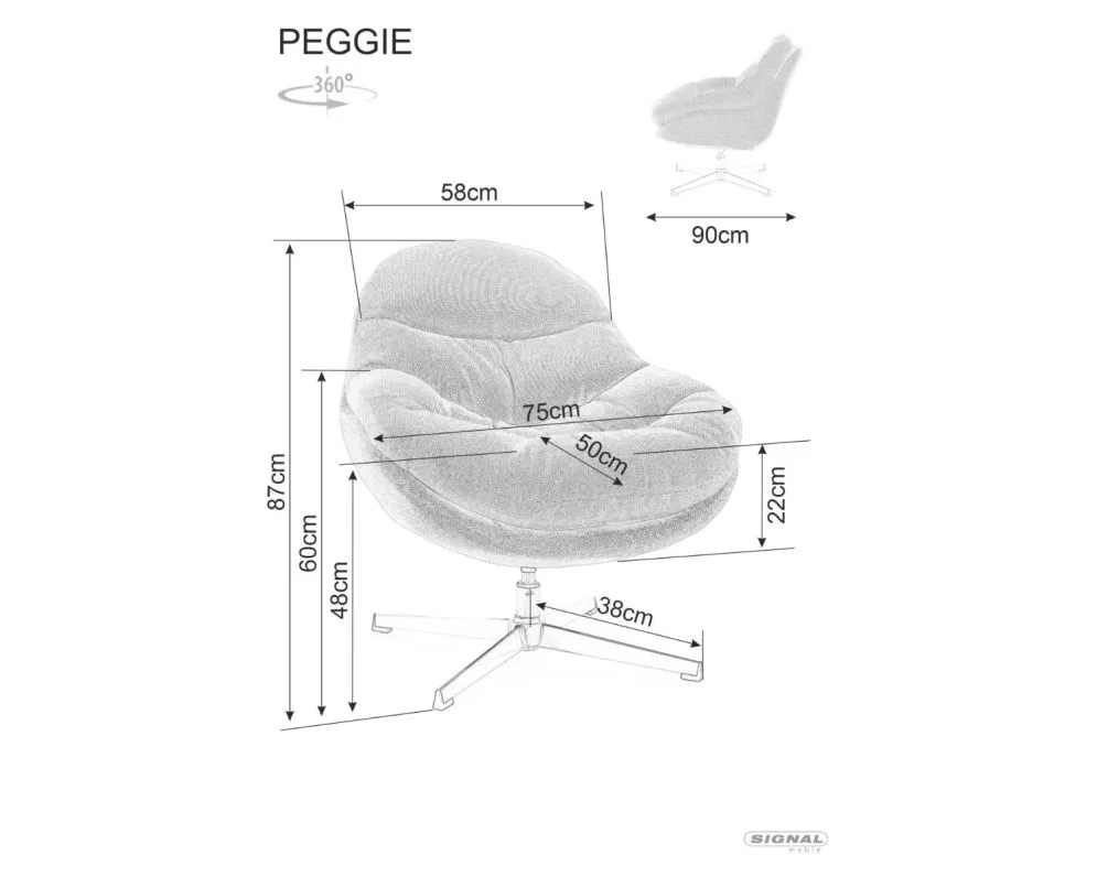 Fotel do salonu PEGGIE beżowy obrotowy I sklep meblowy MIRAT.
