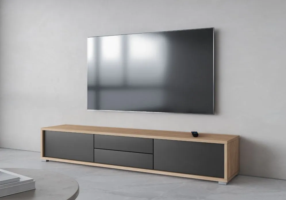 Szafka RTV FRIDA 2K2S 180cm dąb olejowany/antracyt z szufladami I sklep meblowy MIRAT. styl LOFT