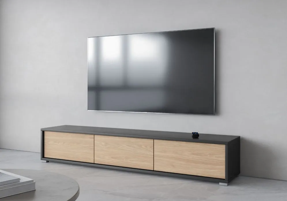 Szafka RTV FRIDA 3K 180cm antracyt/dąb olejowany wisząca I sklep meblowy MIRAT. styl LOFT
