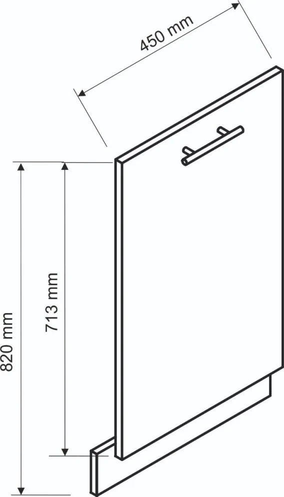 Front do zabudowy zmywarki 45 VITA PZ biała z uchwytem | MIRAT. kolekcja VITA