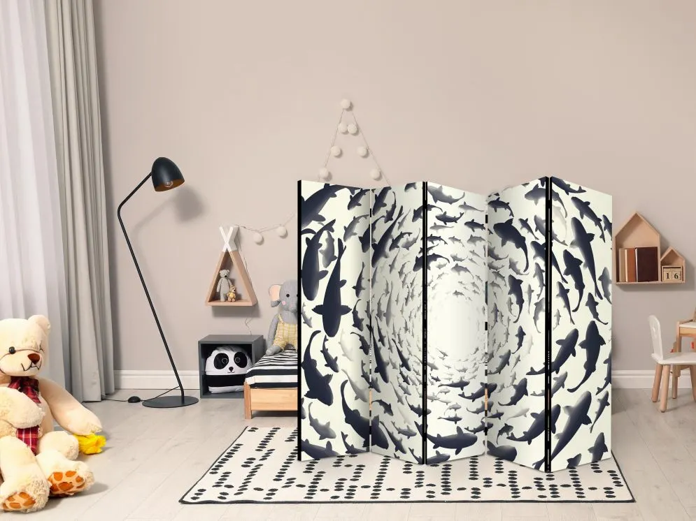 Parawan akustyczny Zwierzęta 225x172 cm 5-częściowy czarny | MIRAT.
