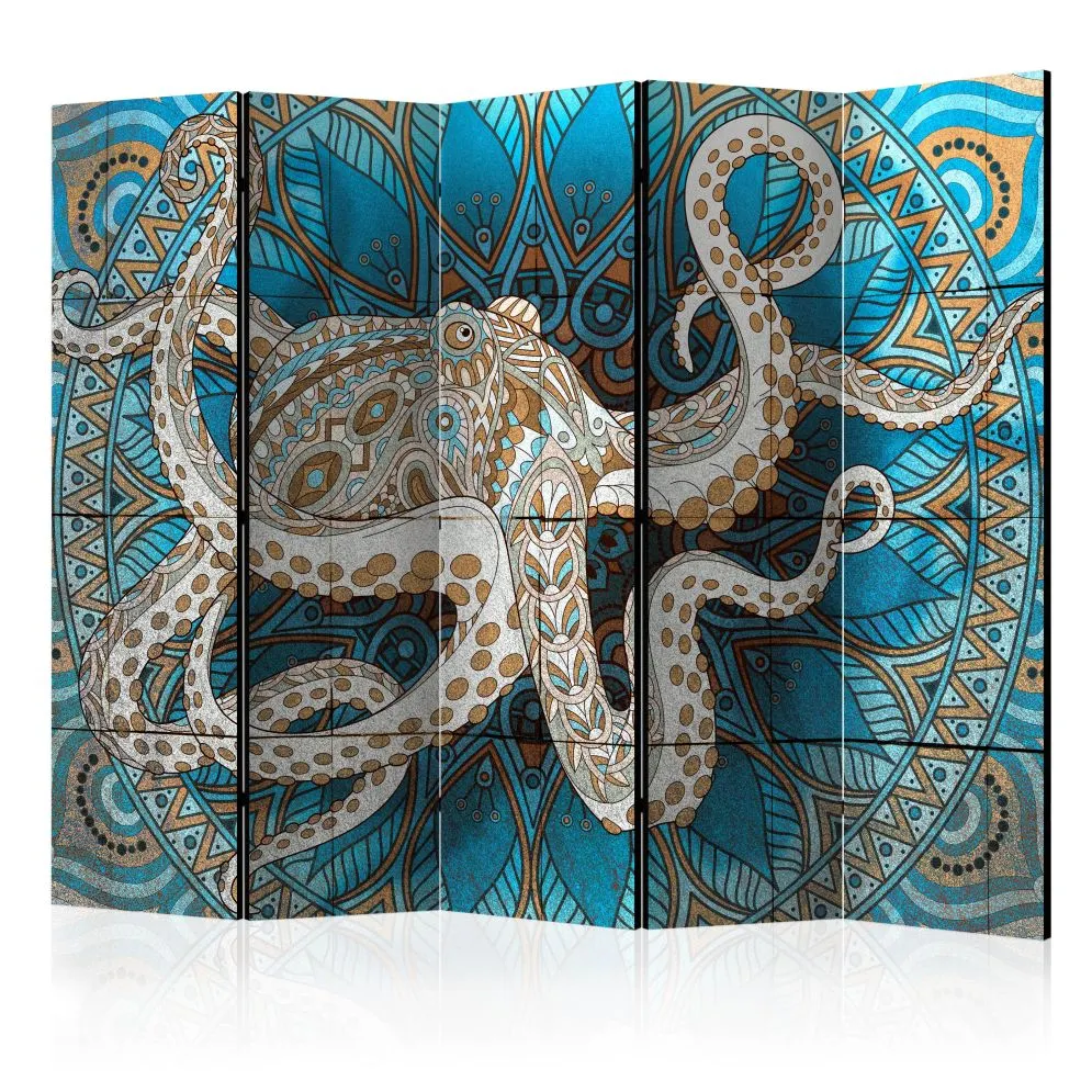 Parawan dwustronny Orient 225x172 cm 5-częściowy szary | MIRAT.
