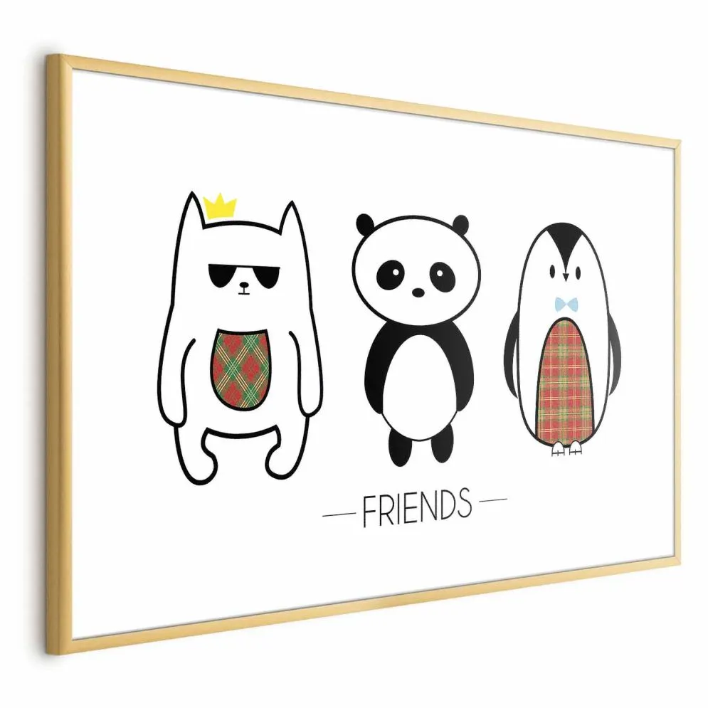 Plakat Przyjaciele 60x40 cm z ramą złotą z marginesem | MIRAT.