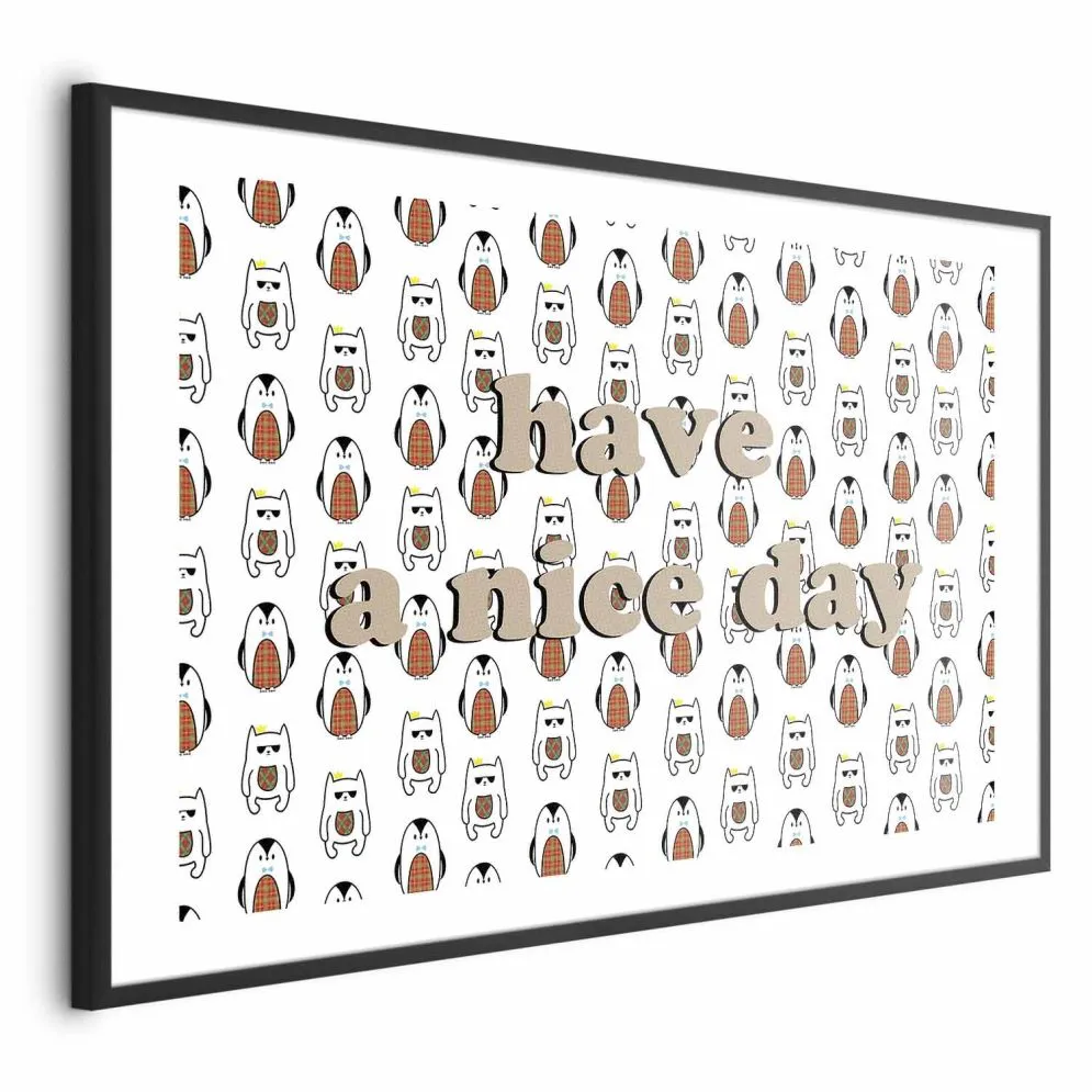 Plakat Nice day 90x60 cm z ramą czarną z marginesem | MIRAT.