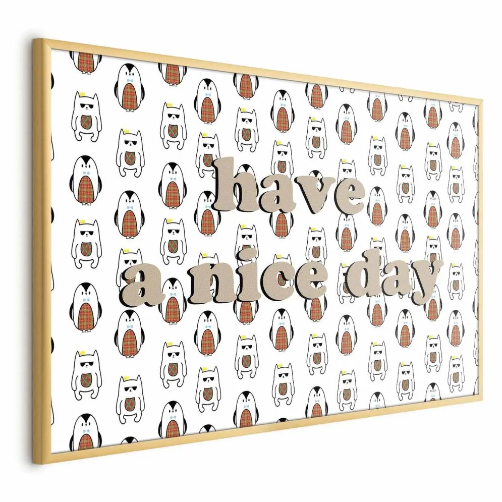 Plakat Nice day 90x60 cm z ramą złotą bez marginesu | MIRAT.