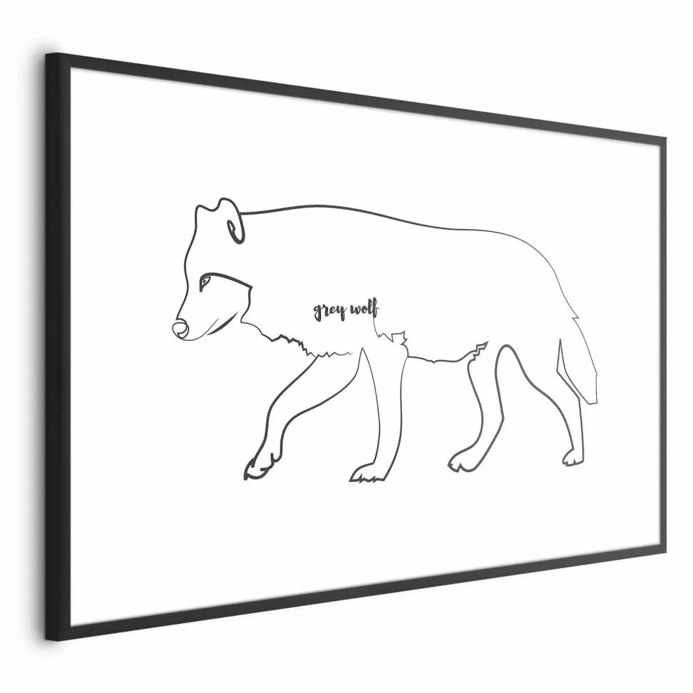 Plakat Wilk 60x40 cm z ramą czarną bez marginesu | MIRAT.