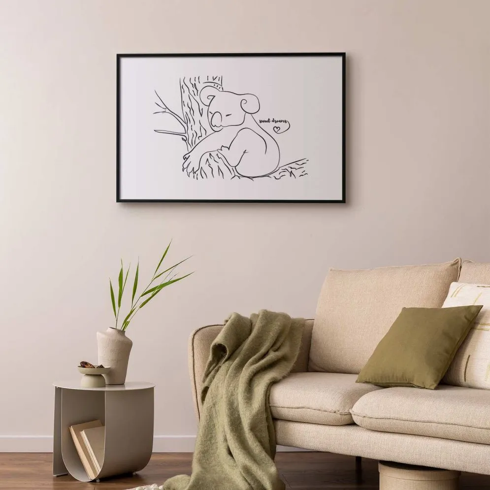 Plakat Śpiący koala 42x29,7 cm z ramą czarną z marginesem | MIRAT.