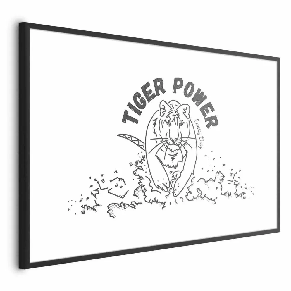 Plakat Tiger power 42x29,7 cm z ramą czarną z marginesem | MIRAT.