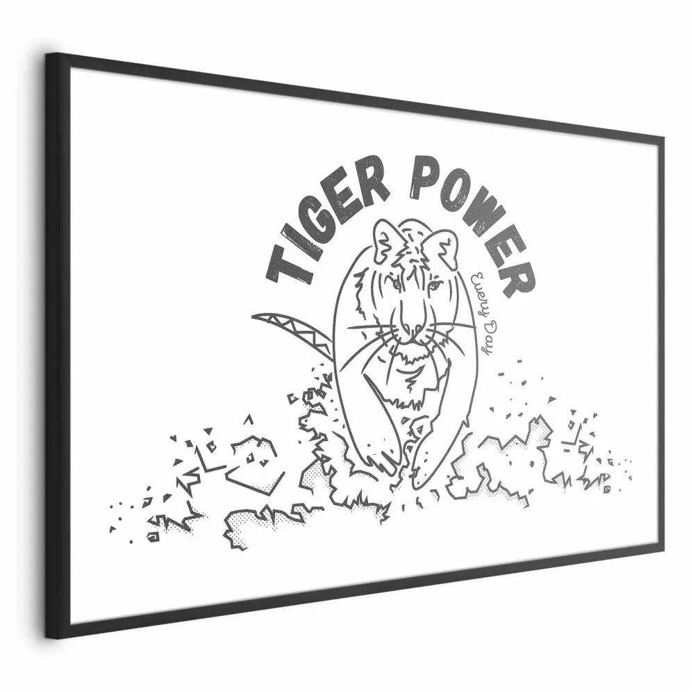 Plakat Tiger power 90x60 cm z ramą czarną bez marginesu | MIRAT.