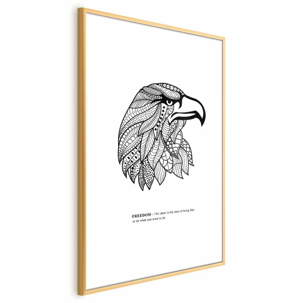 Plakat Orzeł wolności 21x30 cm z ramą złotą z marginesem | MIRAT.