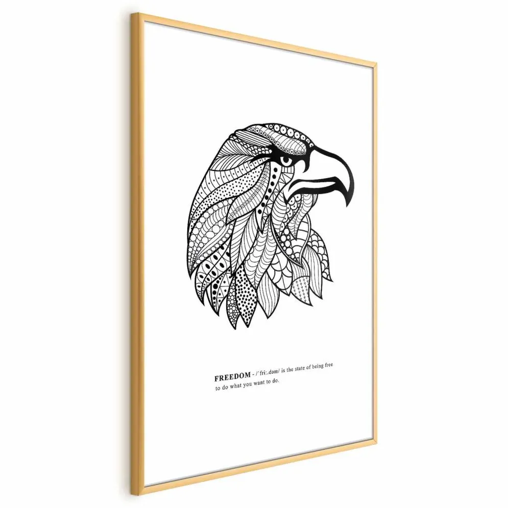 Plakat Orzeł wolności 21x30 cm z ramą złotą bez marginesu | MIRAT.