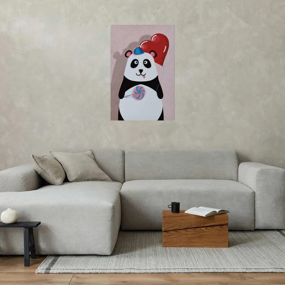 Plakat Panda z balonikiem 21x30 cm bez ramy bez marginesu | MIRAT.