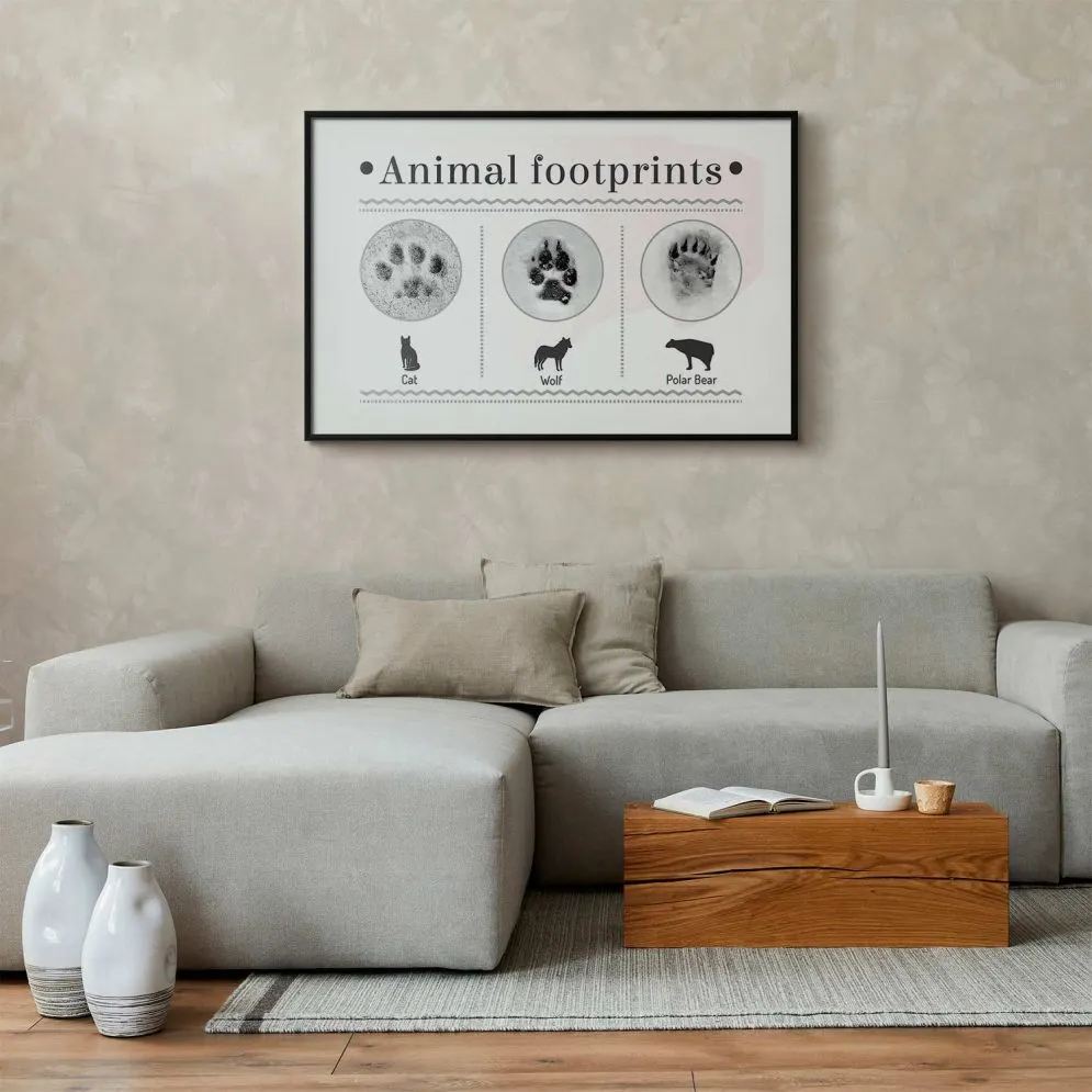 Plakat Ślady łapek 60x40 cm z ramą czarną z marginesem | MIRAT.