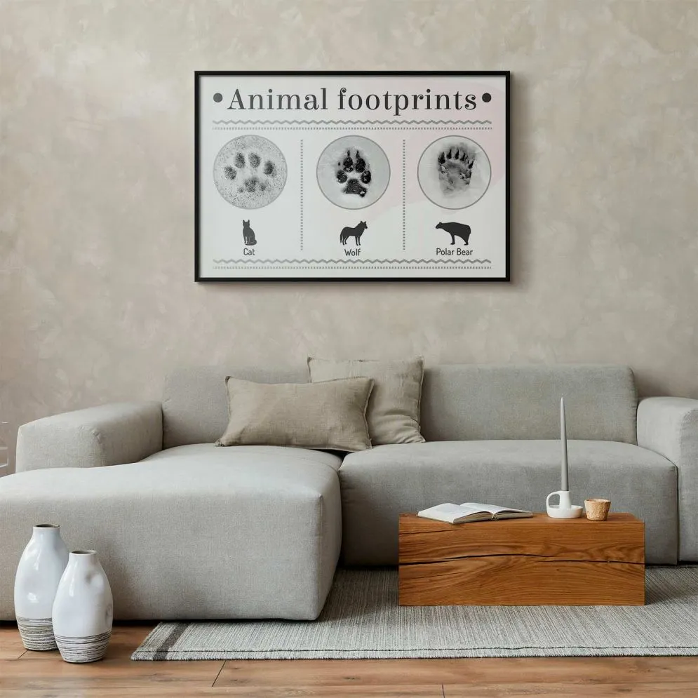 Plakat Ślady łapek 42x29,7 cm z ramą czarną bez marginesu | MIRAT.