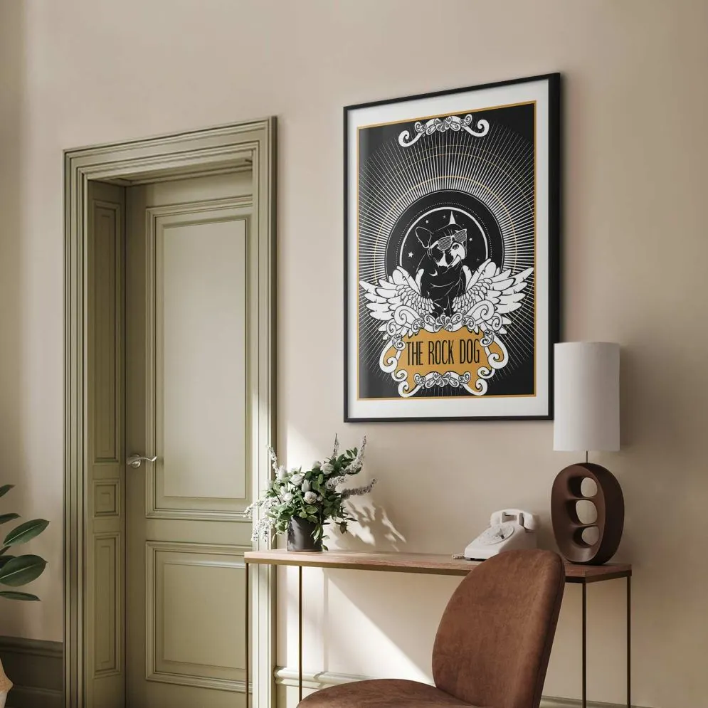 Plakat The Rock Dog 29,7x42 cm z ramą czarną z marginesem | MIRAT.
