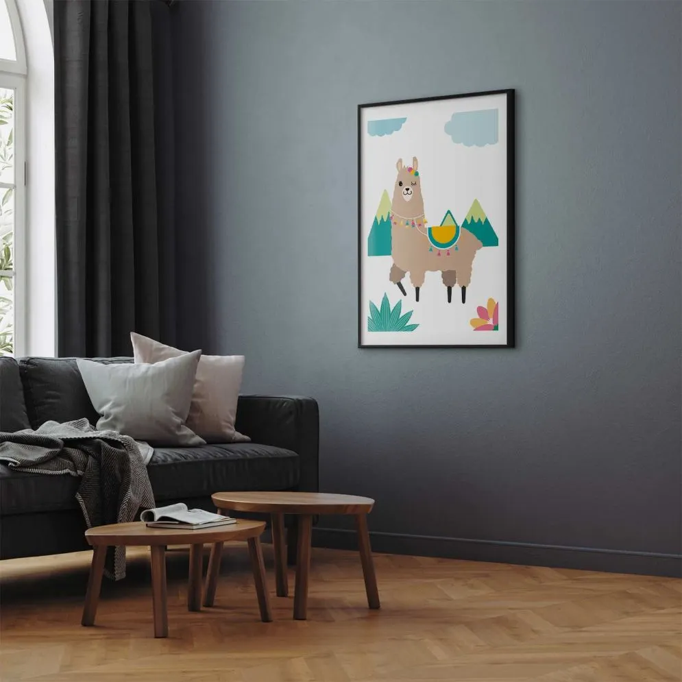 Plakat Niezwykła lama 60x90 cm z ramą czarną z marginesem | MIRAT.