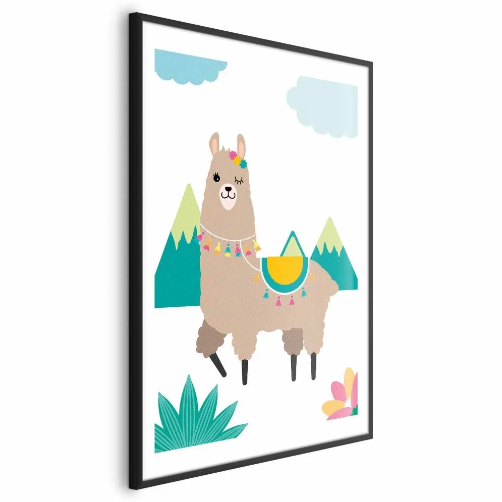 Plakat Niezwykła lama 60x90 cm z ramą czarną z marginesem | MIRAT.