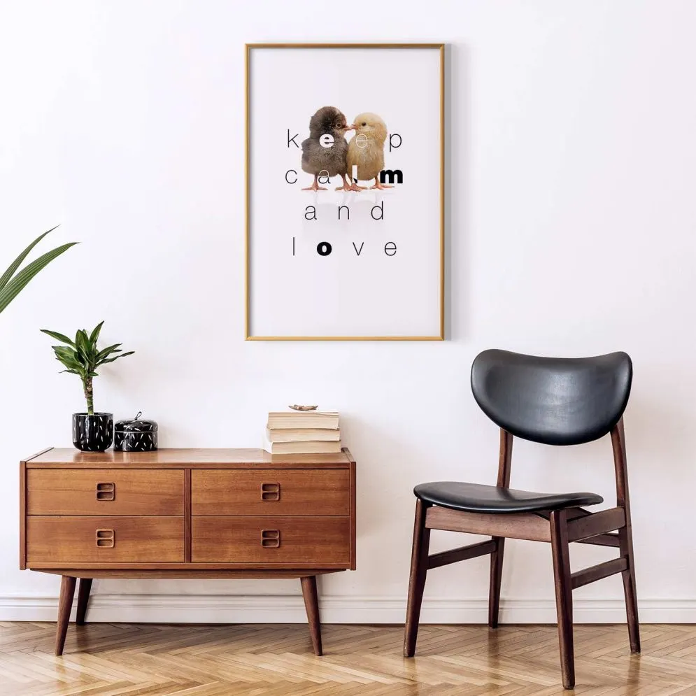 Plakat Keep Calm 21x30 cm z ramą złotą z marginesem | MIRAT.