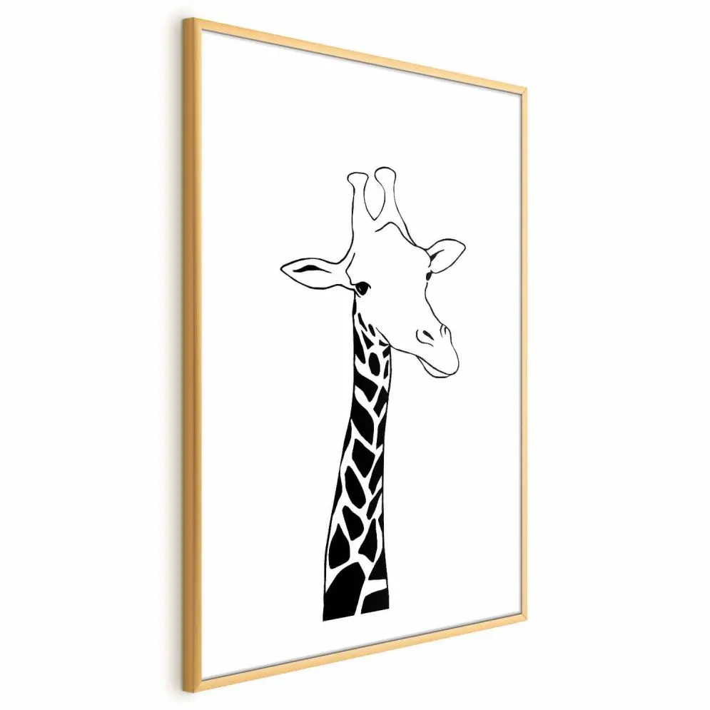 Plakat Kraciasta szyja 29,7x42 cm z ramą złotą z marginesem | MIRAT.
