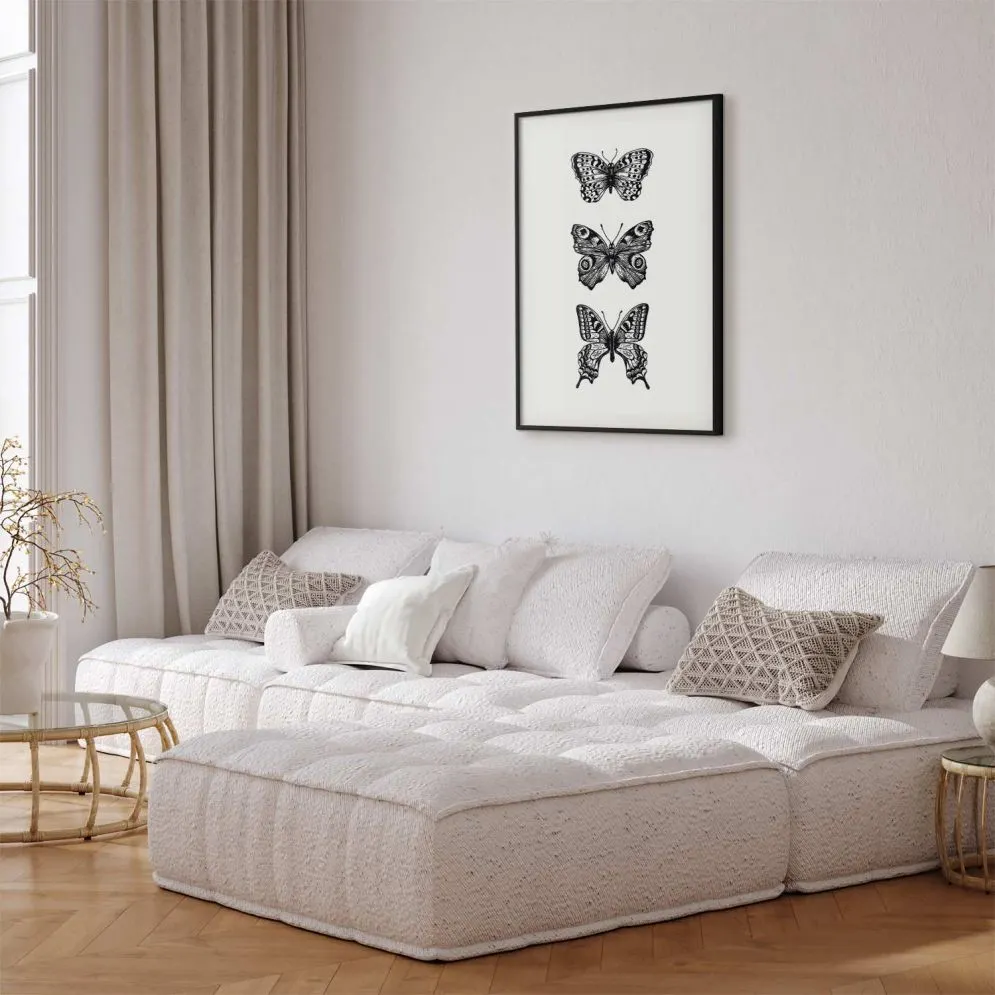 Plakat Trzy motyle 60x90 cm z ramą czarną bez marginesu | MIRAT.