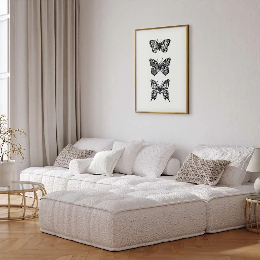 Plakat Trzy motyle 29,7x42 cm z ramą złotą bez marginesu | MIRAT.