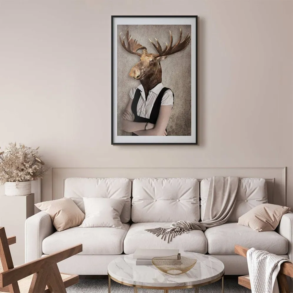 Plakat Łebski łoś 40x60 cm z ramą czarną z marginesem | MIRAT.