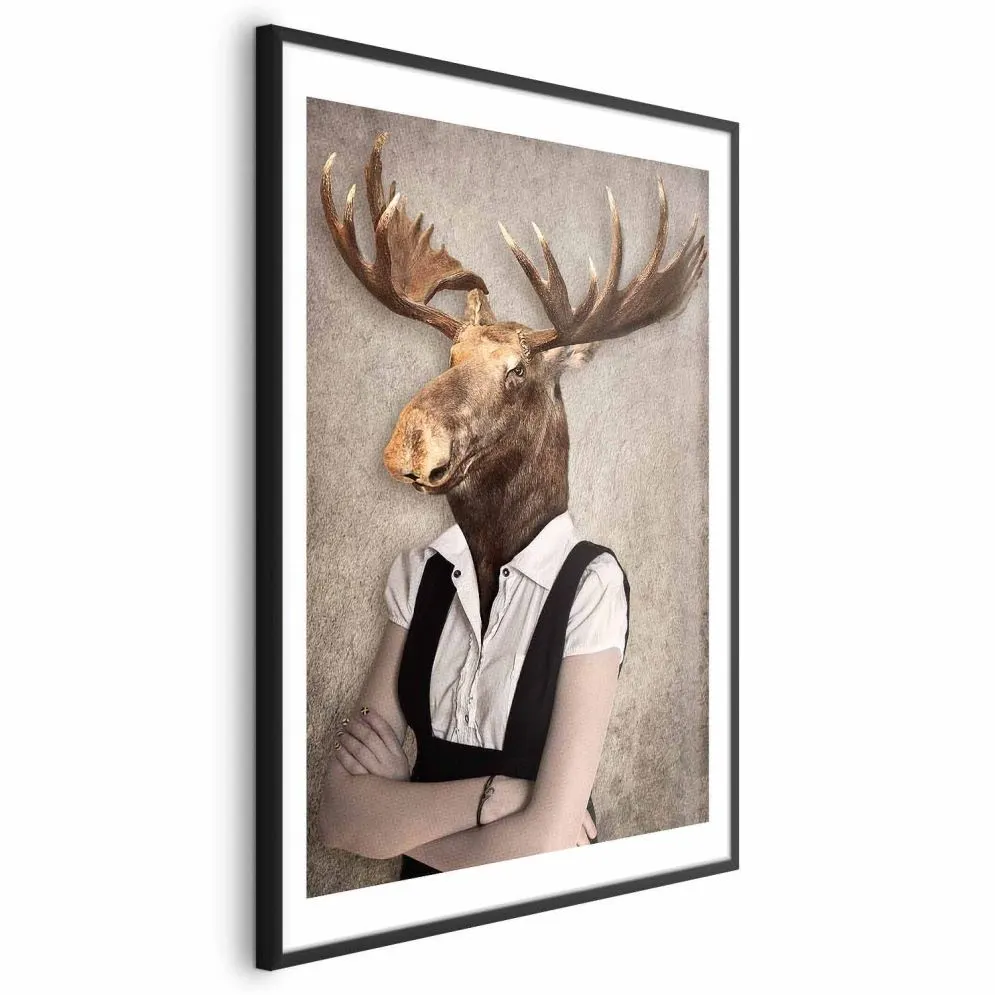 Plakat Łebski łoś 40x60 cm z ramą czarną z marginesem | MIRAT.