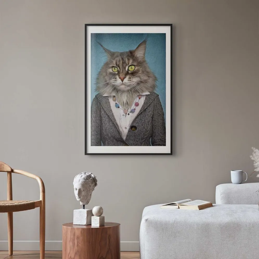 Plakat Pani kot 21x30 cm z ramą czarną z marginesem | MIRAT.