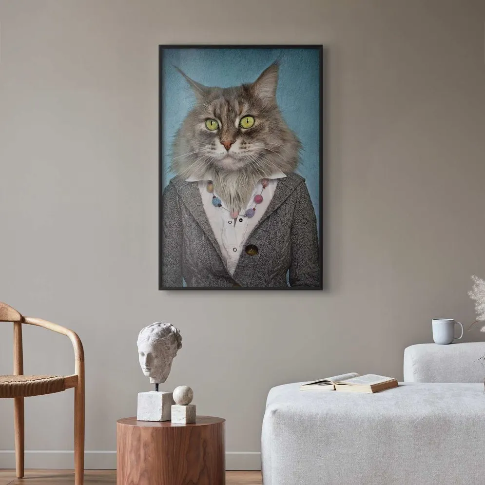 Plakat Pani kot 60x90 cm z ramą czarną bez marginesu | MIRAT.
