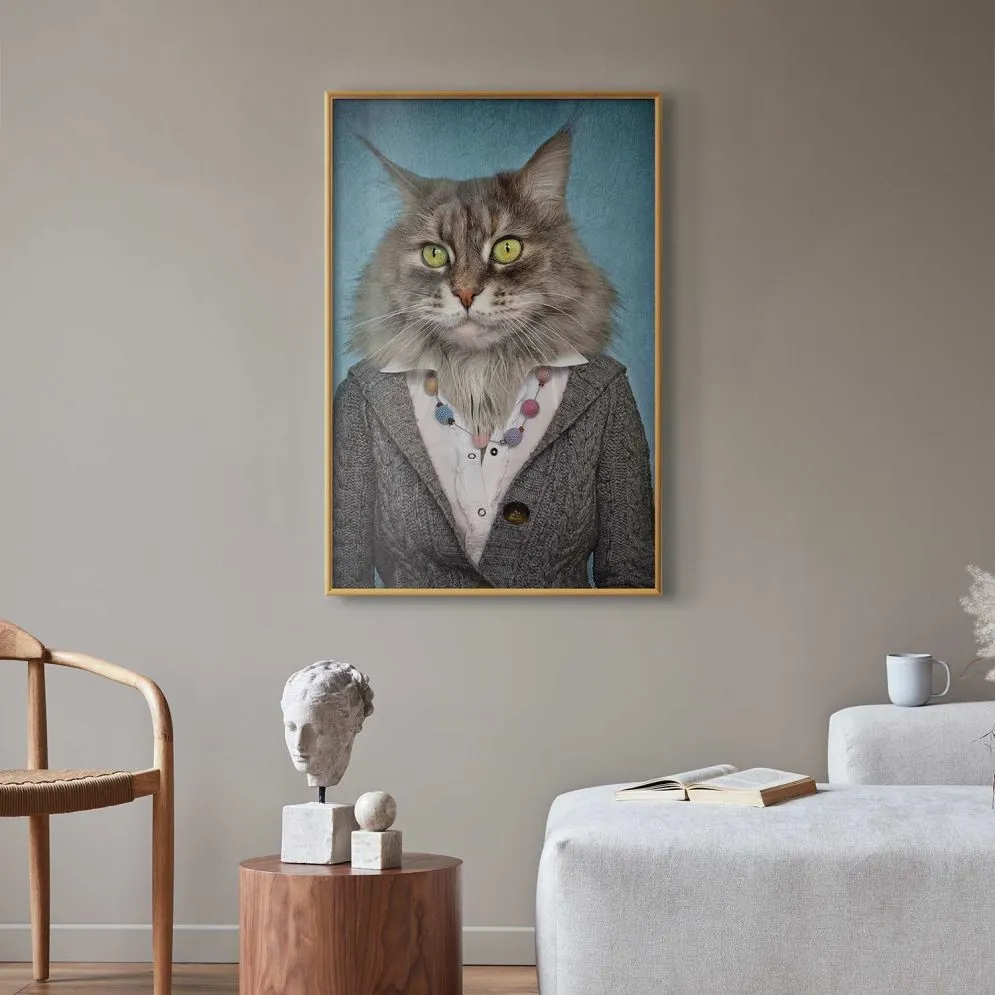 Plakat Pani kot 21x30 cm z ramą złotą bez marginesu | MIRAT.