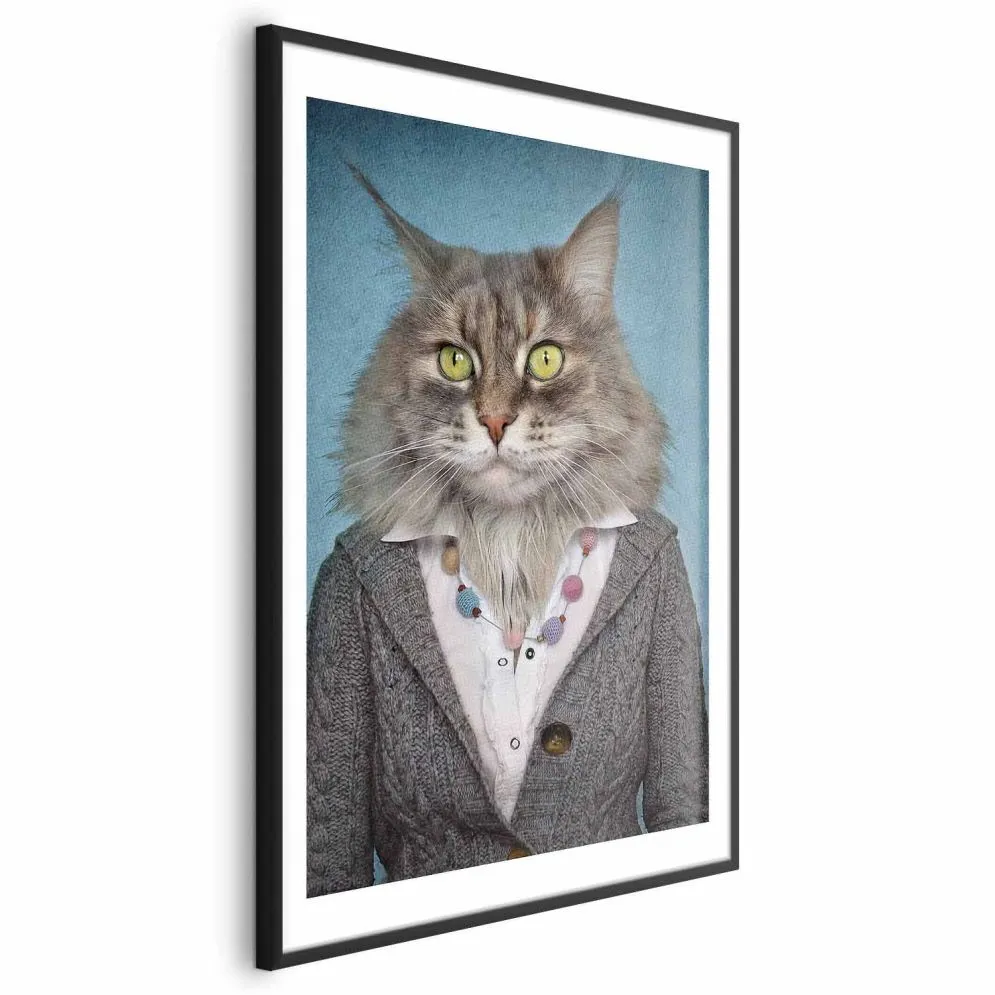 Plakat Pani kot 21x30 cm z ramą czarną z marginesem | MIRAT.