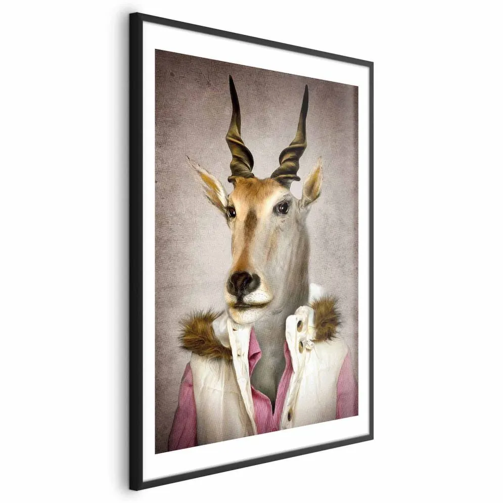 Plakat Antylopa 29,7x42cm z ramą czarną z marginesem | MIRAT. kolekcja g-B-0129-ao-a
