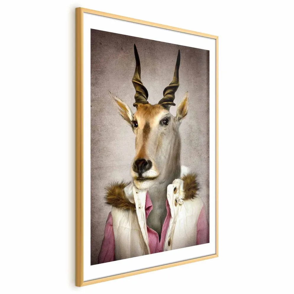 Plakat Antylopa 29,7x42cm z ramą złotą z marginesem | MIRAT. kolekcja g-B-0129-ao-a