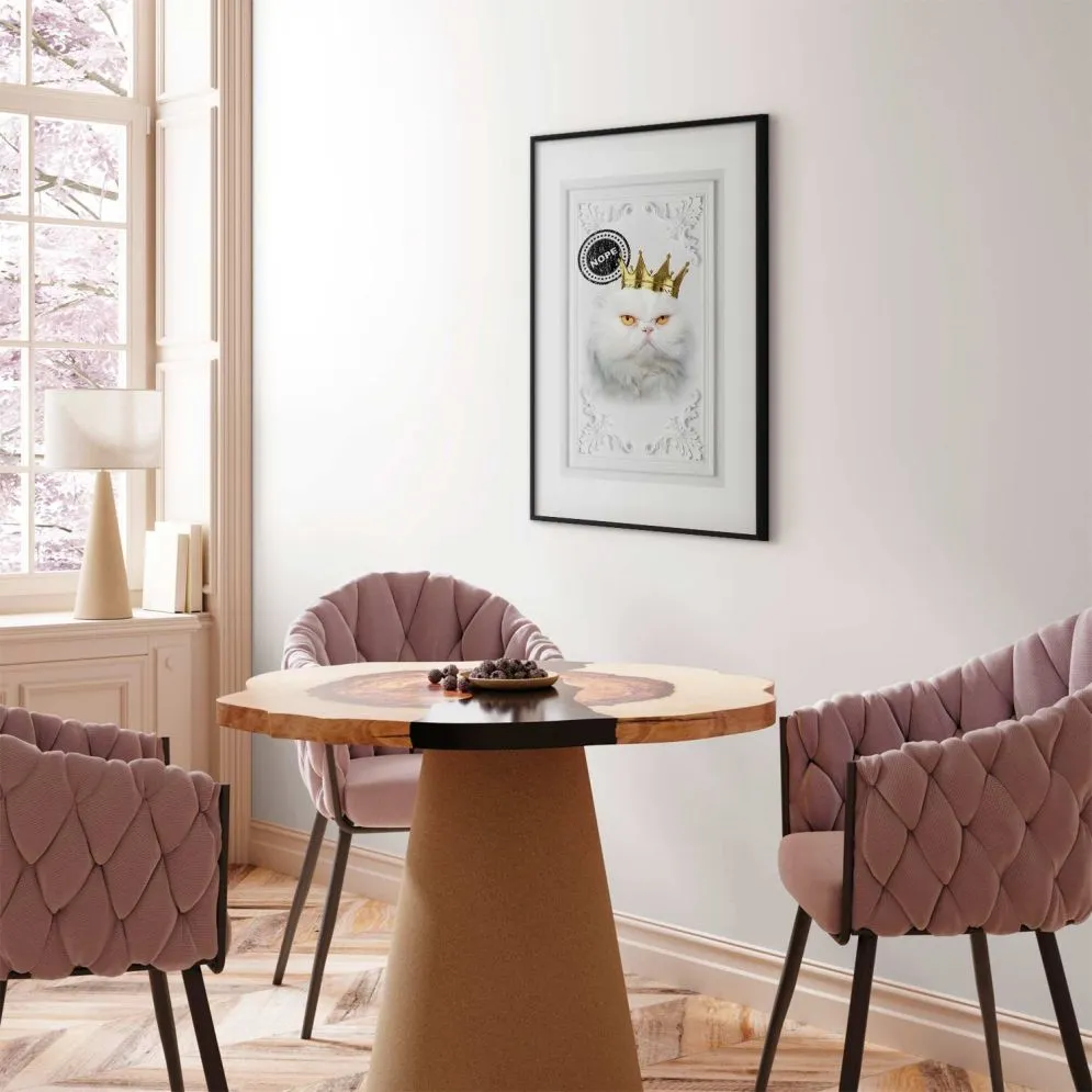Plakat Król kot 21x30 cm z ramą czarną z marginesem | MIRAT.