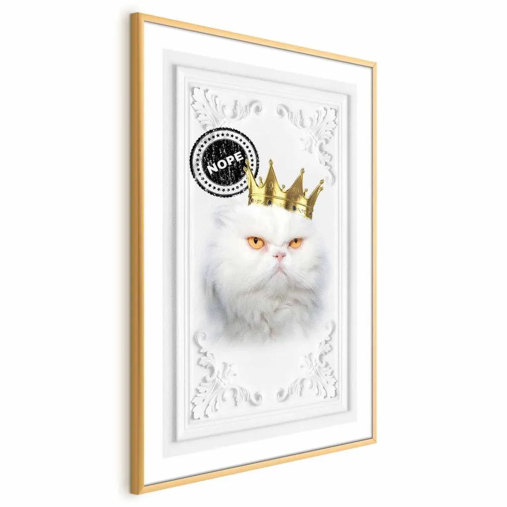 Plakat Król kot 29,7x42 cm z ramą złotą bez marginesu | MIRAT.