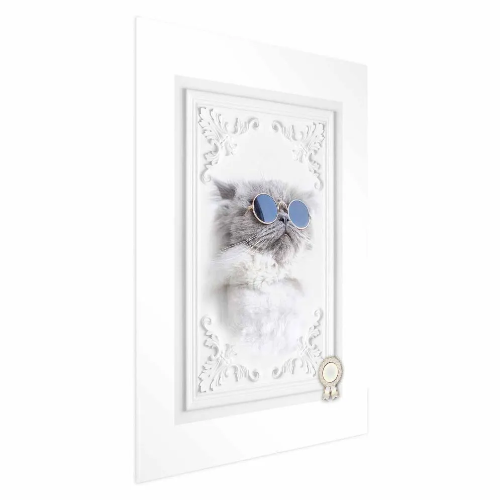 Plakat Kot w okularach 21x30 cm bez ramy z marginesem | MIRAT.
