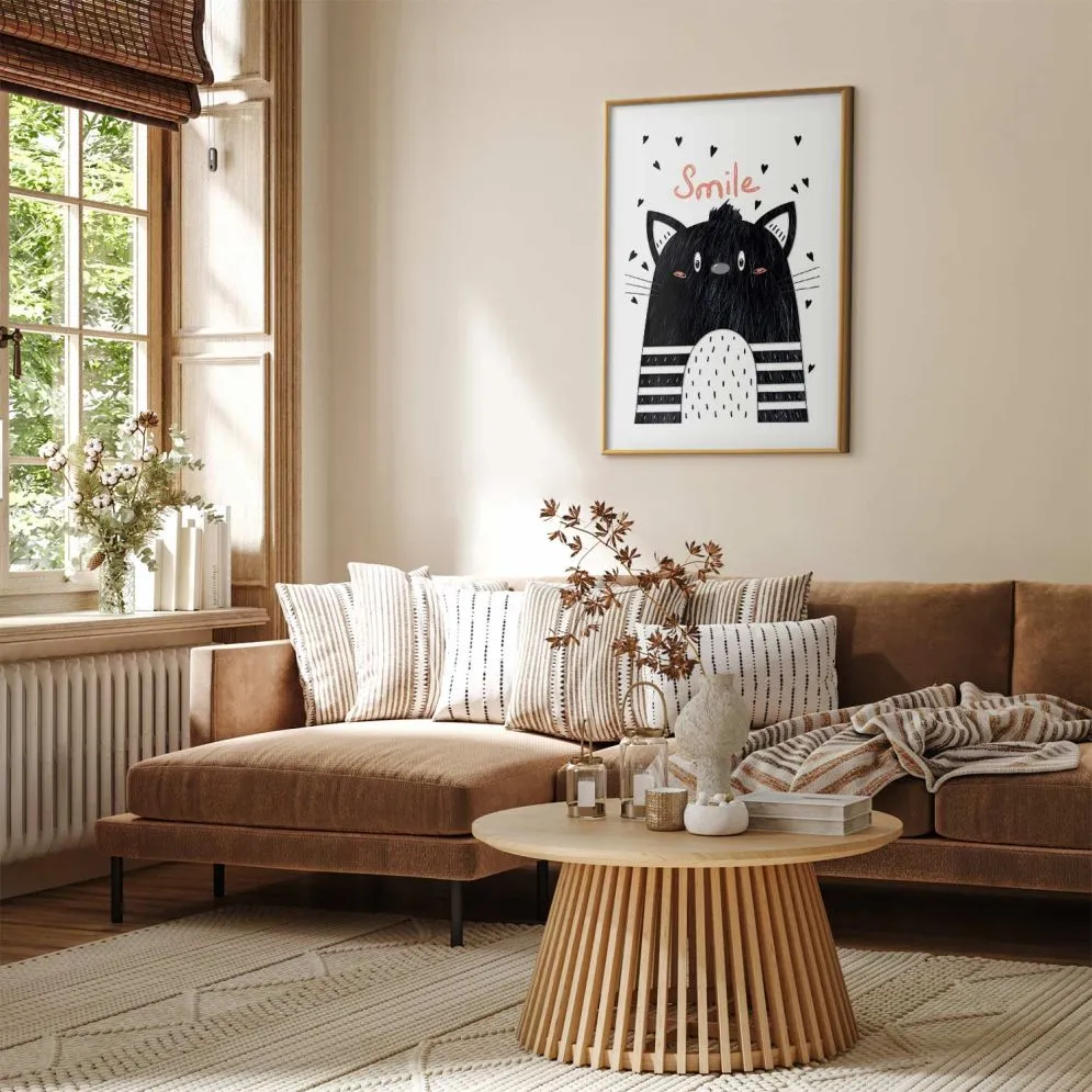 Plakat Smile 21x30 cm z ramą złotą z marginesem | MIRAT.