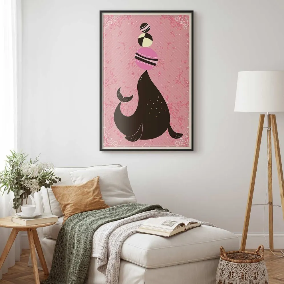 Plakat Foka 60x90 cm z ramą czarną bez marginesu | MIRAT.