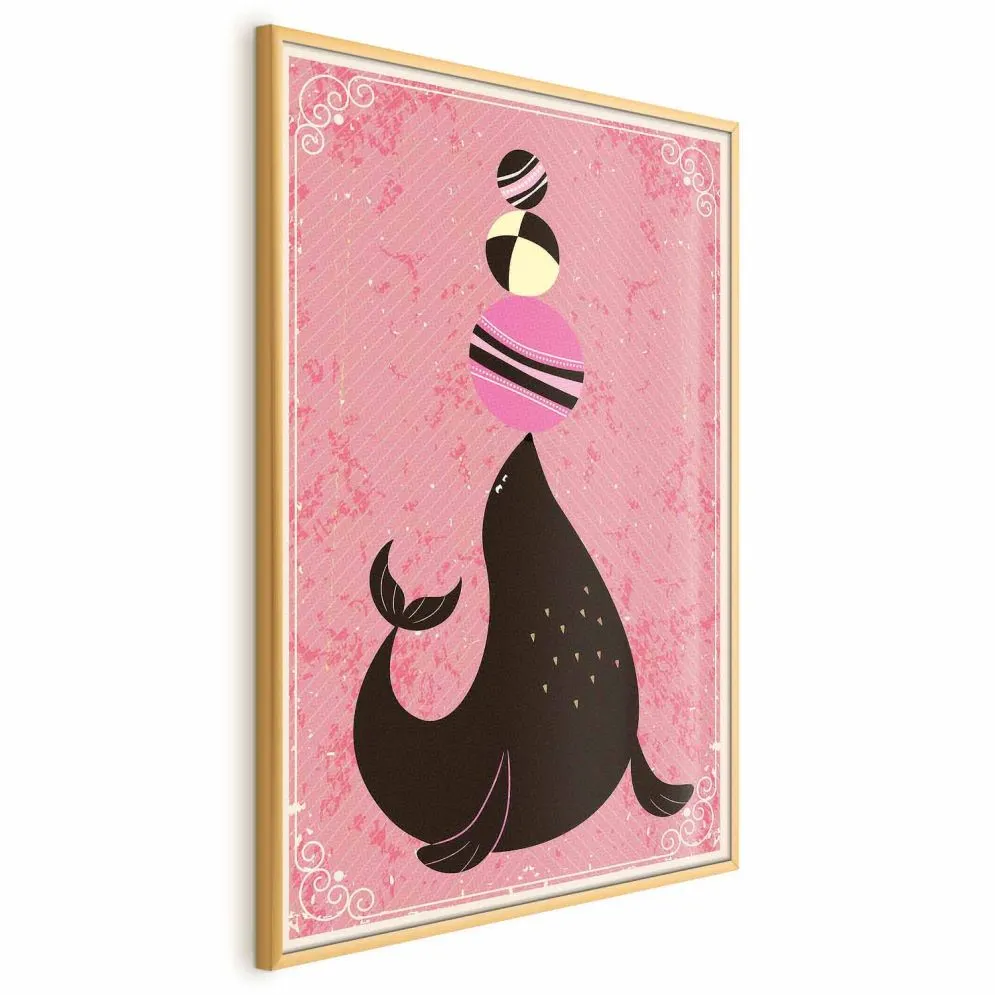 Plakat Foka 40x60 cm z ramą złotą bez marginesu