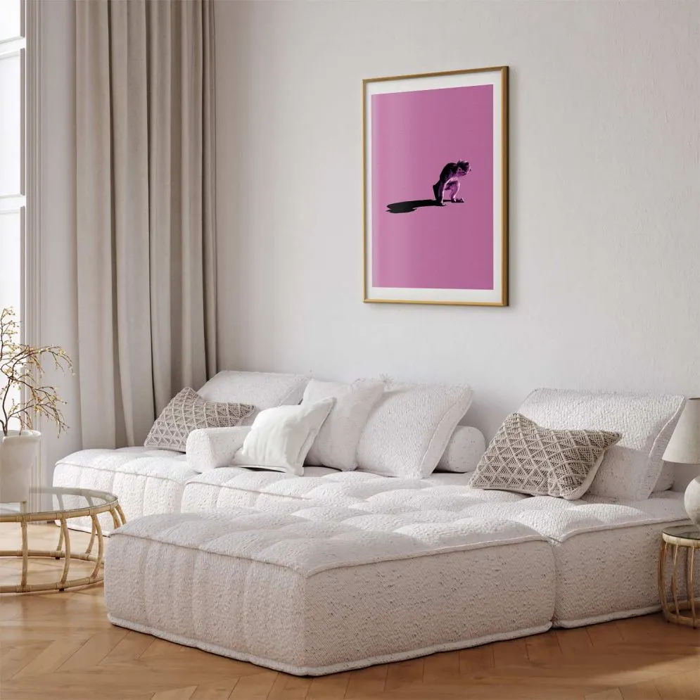 Plakat Mała małpka 60x90 cm z ramą złotą z marginesem | MIRAT.