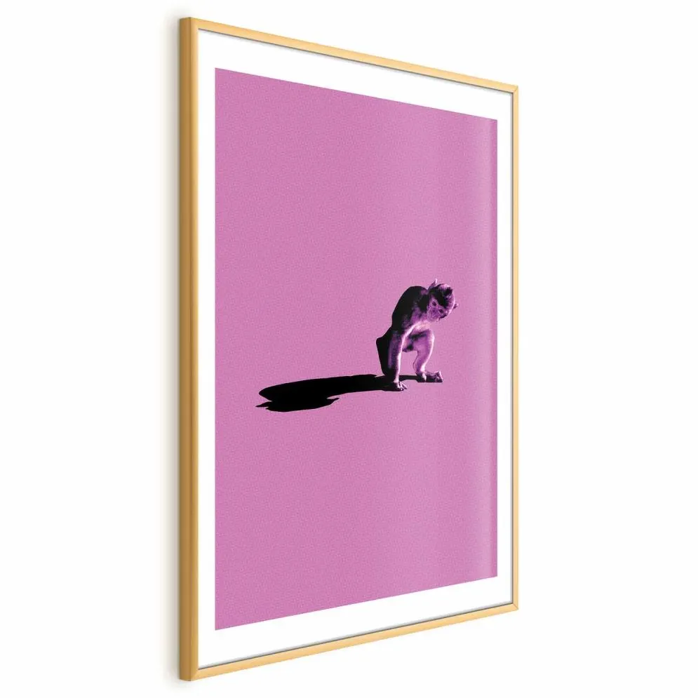 Plakat Mała małpka 60x90 cm z ramą złotą z marginesem | MIRAT.