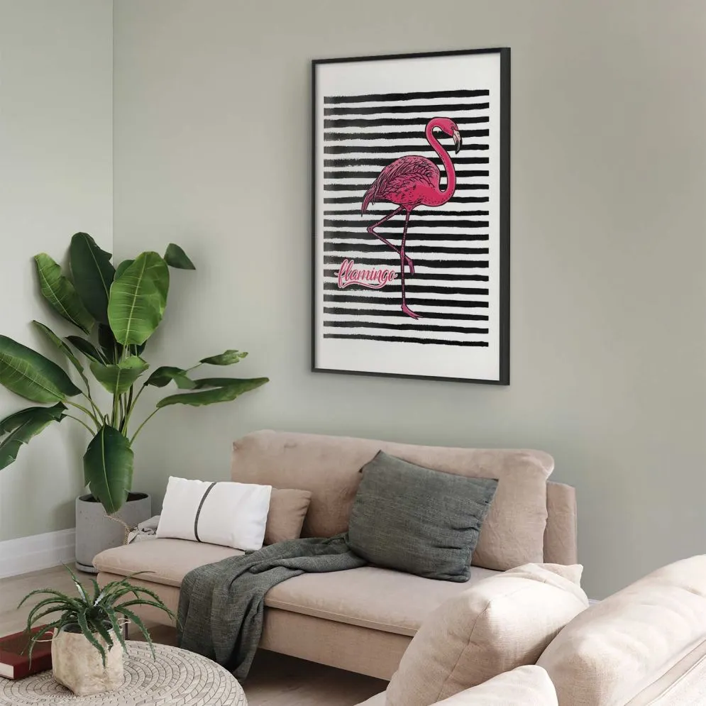 Plakat Flaming 21x30 cm z ramą czarną z marginesem | MIRAT.