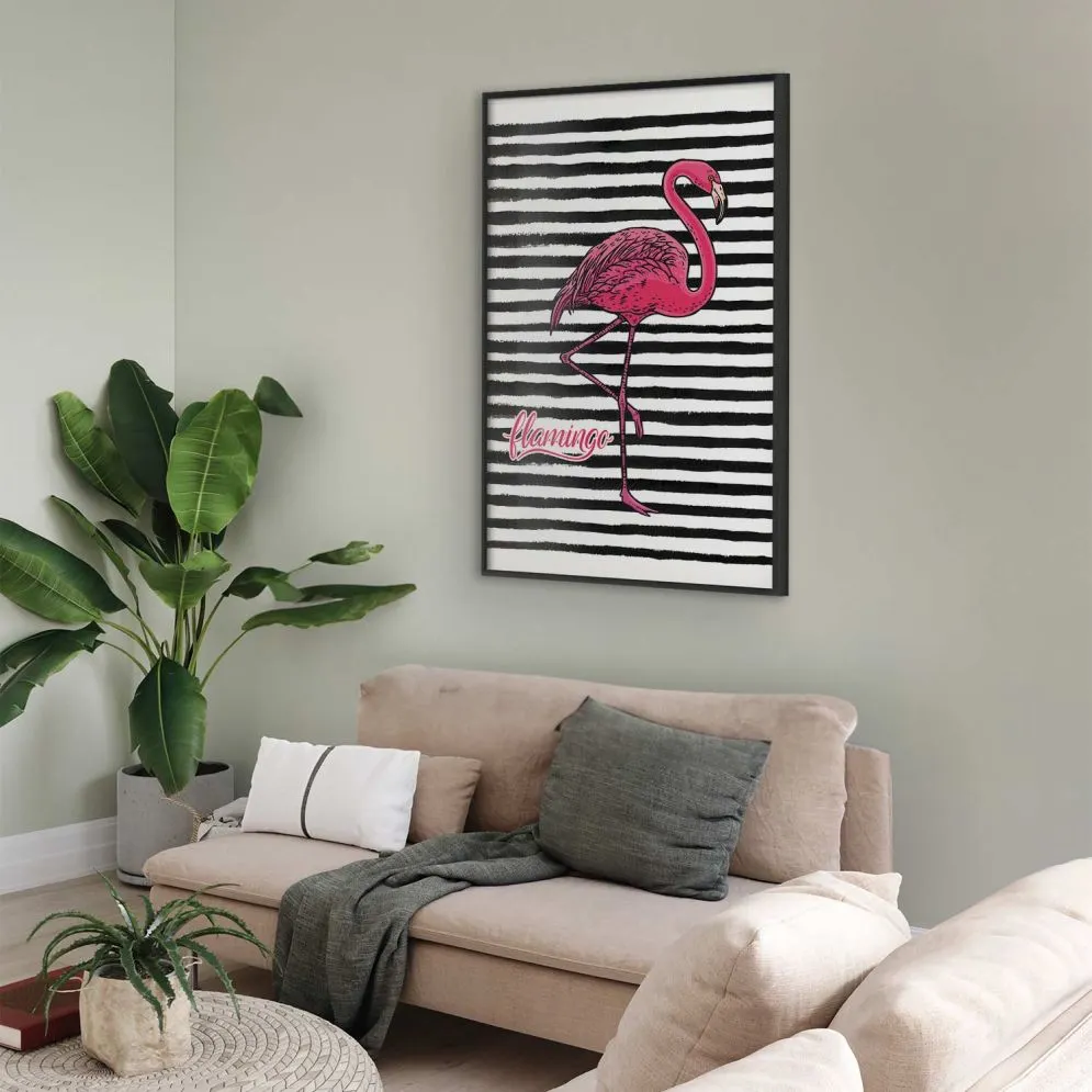 Plakat Flaming 21x30 cm z ramą czarną bez marginesu | MIRAT.