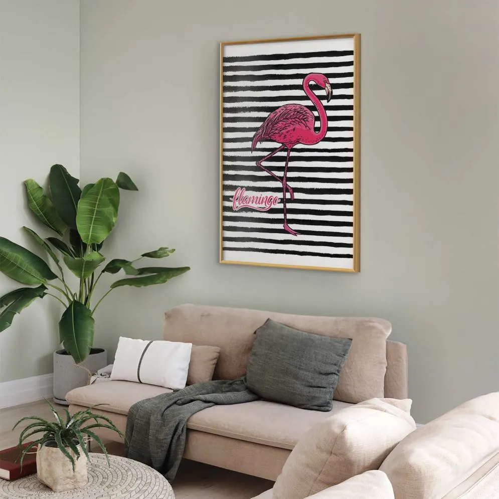 Plakat Flaming 21x30 cm z ramą złotą bez marginesu | MIRAT.